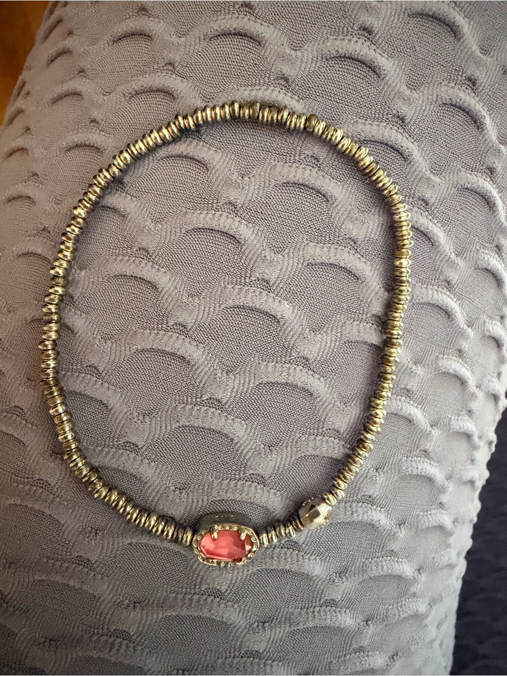 Kendra Scott silver stretch ended bracelet with pink stone